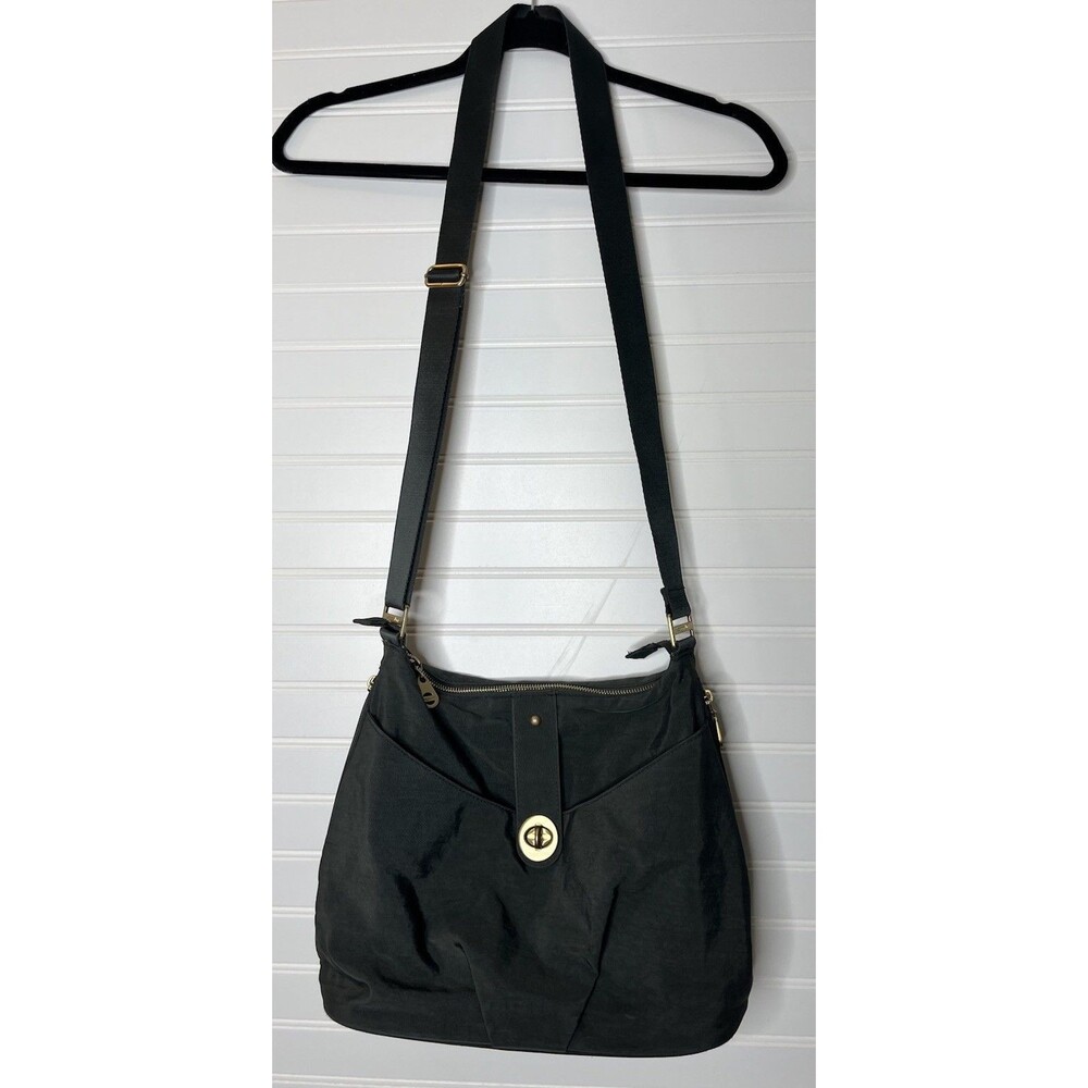 Baggallini Helsinki Charcoal Crossbody Shoulder Travel Organizer Large Hobo Bag